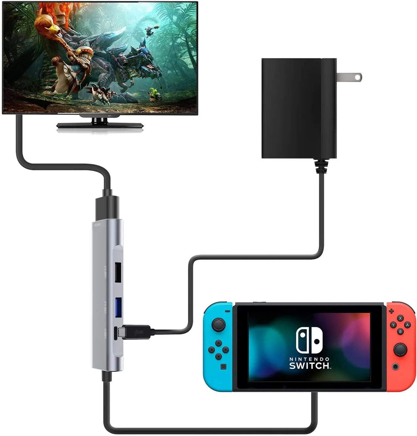 PS5 USB Hub 5 in1 PS5 accessori USB Extender caricatore adattatore di espansione ad alta velocità 4 USB-A + 1 USB-C