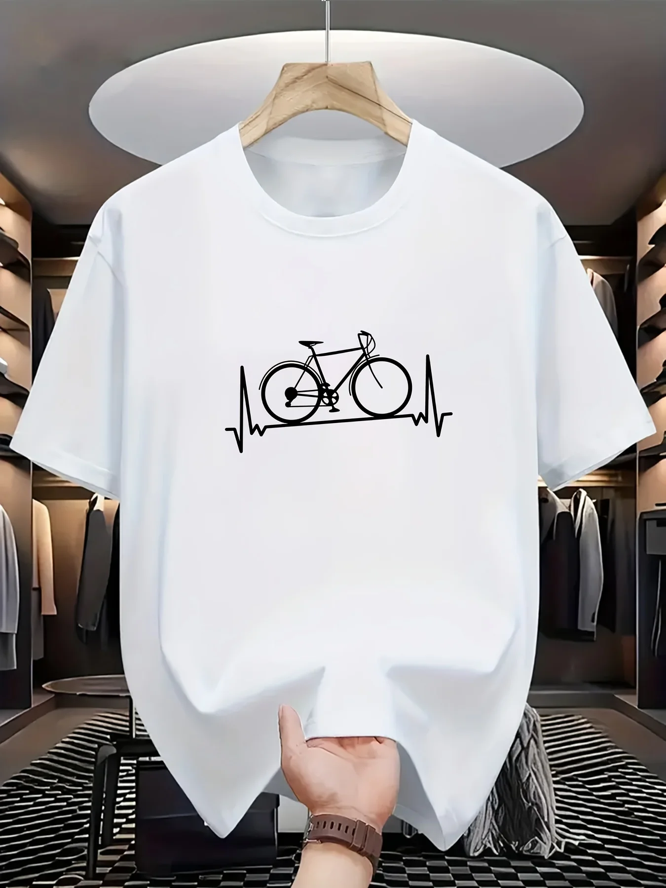 Children's Bicycle Pattern Design Casual Summer T-shirt Fashionable Outdoor Sports Spring and Summer Parent-child Outfit