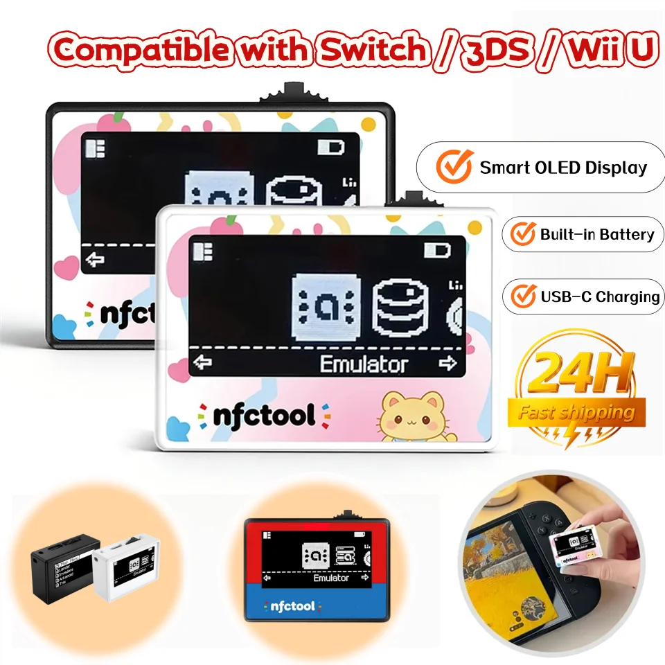 Smart NFC Emulator for AMB NFC OLED HD Display IC/NTAG for Switch/Switch 2 Simple Pixel Style System Game Accessory