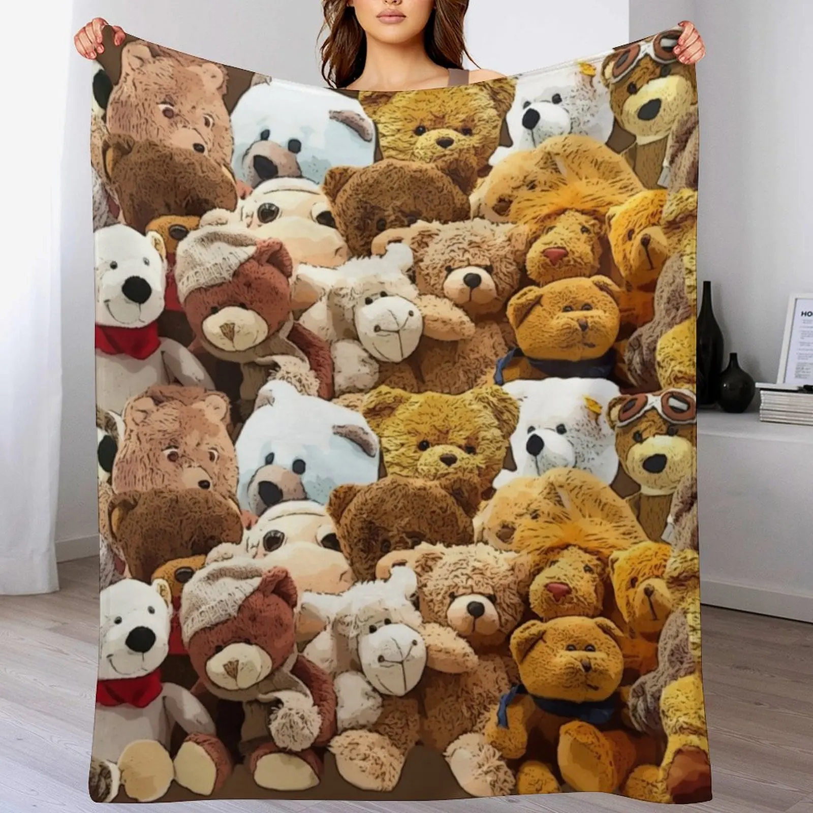 

Bedtime Bears and Friends Waiting For You! Throw Blanket Polar Blankets For Bed Luxury Brand Camping Blankets