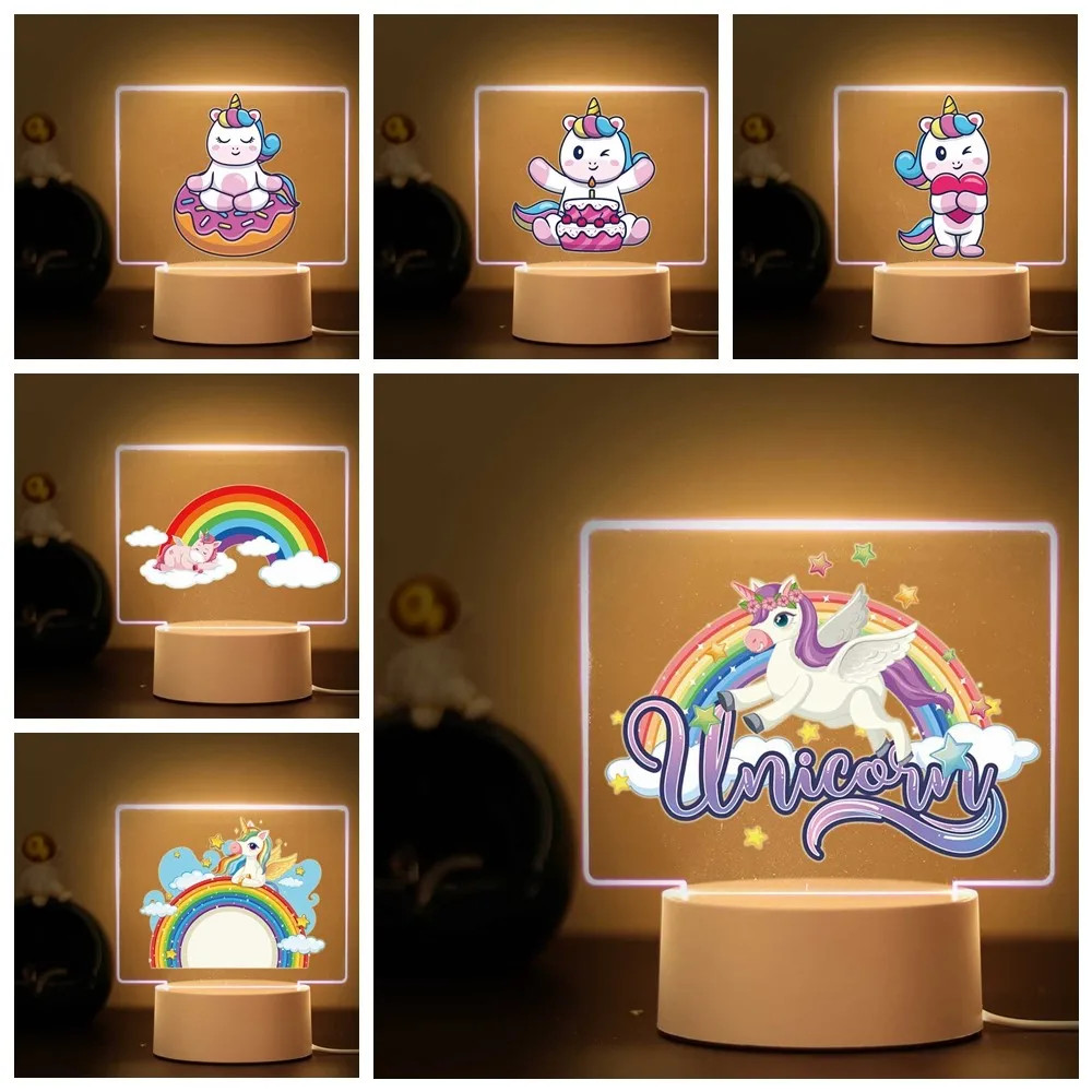 1 pc hot Cute unicorns 3D Night Light Kids Toy Acrylic Night Lights Gift