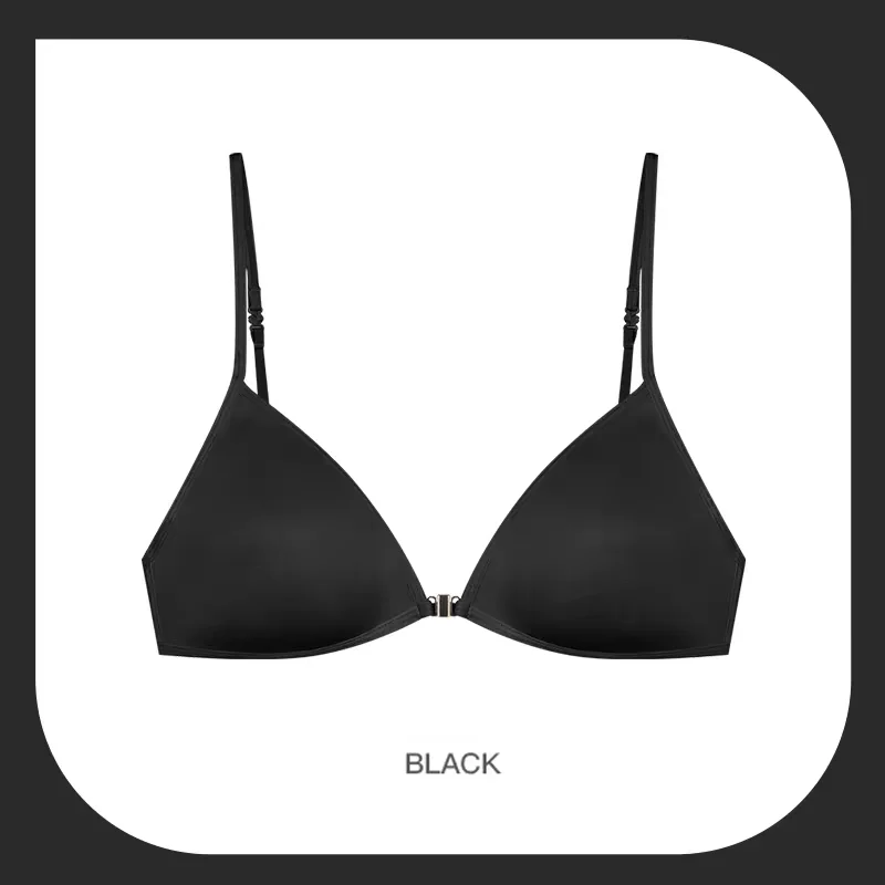 New Sexy French Triangle Bra Front Button Push-Up No Underwire Beauty Back Women\'s Exquisite Lingerie Thin Bikini Seamless Bra