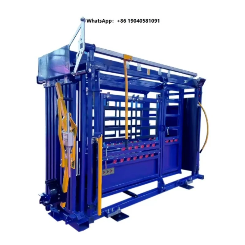 High Strength Steel Livestock Squeeze Chute Adjustable Cattle Crate for Ranch Use