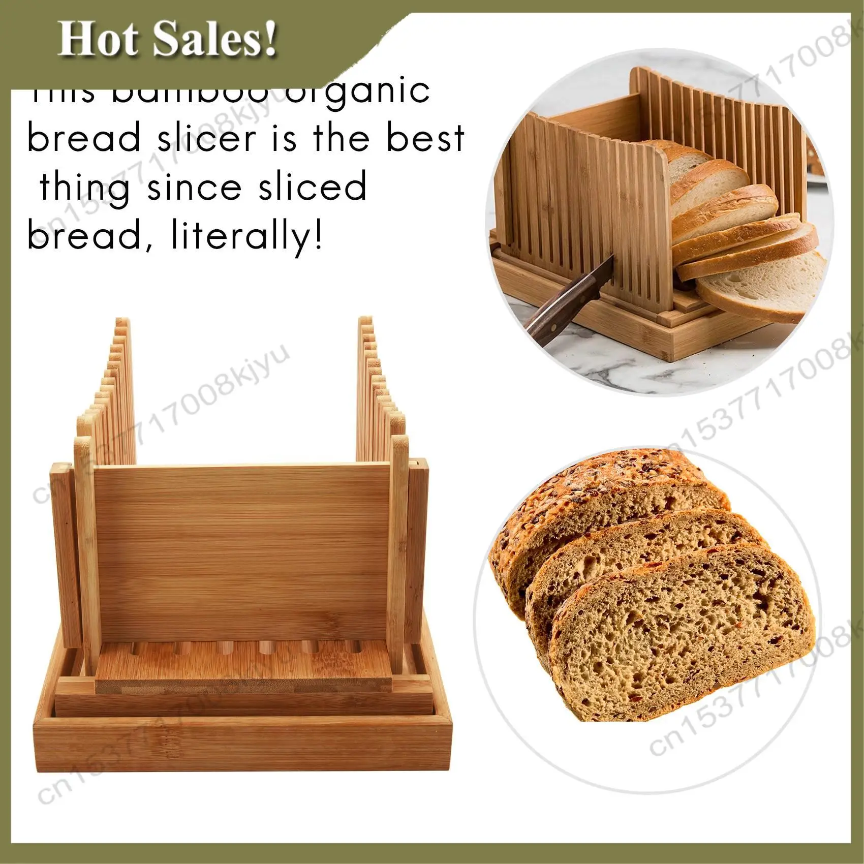 

-A23G Bamboo Bread Slicer Cutting Guide - Wood Bread Cutter For Homemade Bread, Loaf Cakes, Bagels Foldable And Compact With Cru
