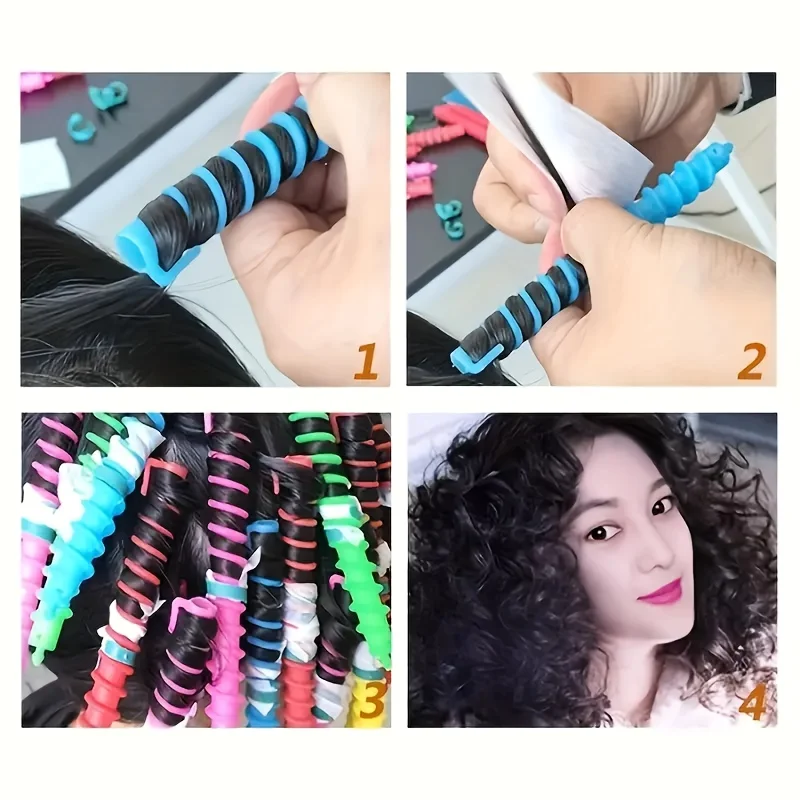 20pcs Heatless Hair Curlers - Spiral Rollers for Overnight Styling,No Heat Plastic Curlers DIY Tool for Medium Long Hair,Curlers