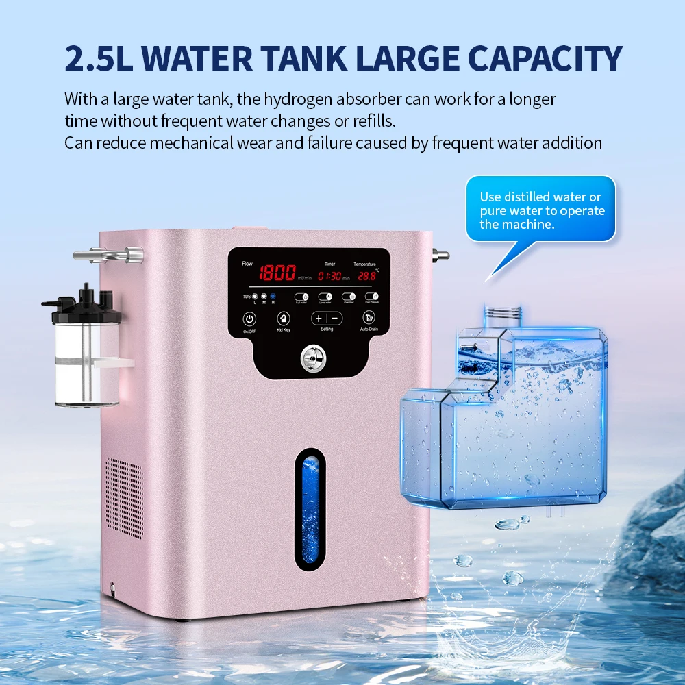 Suyzeko 1800ML Molecular Hydrogen Inhalation Therapy Machine 99.9% Purity H2 Inhaler Hydrogen Water Generator Free Nasal Cannula