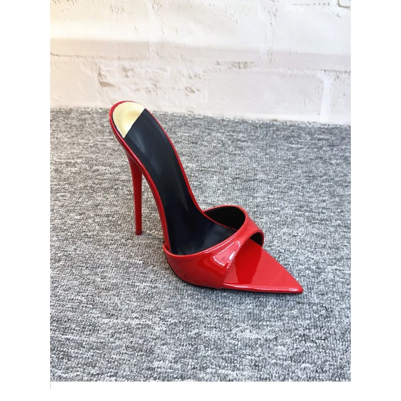 

2025 summer new sexy style with exposed toes,thin heels, and cool slippers for women wearing pointed toe black high-heeled shoes