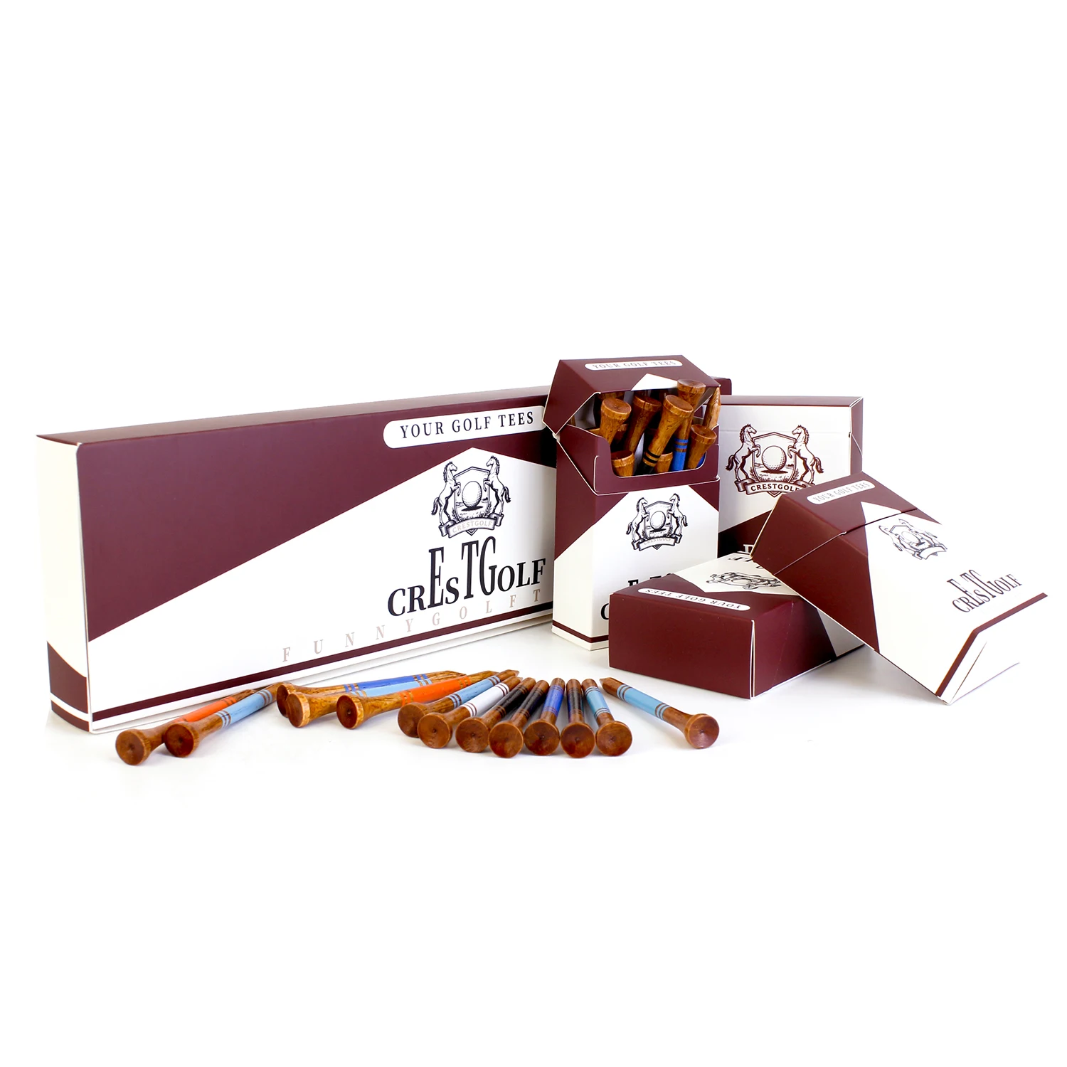 Wood Golf Tees 10 Units 2-3/4 Inches Golf Tees in Cigarette-Style Packaging Durable Golf Tees Funny Golf Accessory for Golfers
