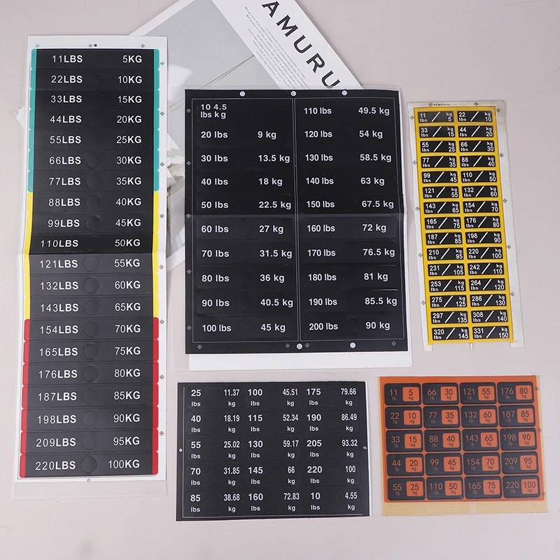ウェイトスタックラベル 4.5 キロに 150 キロ黒背景白番号重量ステッカーフィットネス機器ジム筋力トレーニング