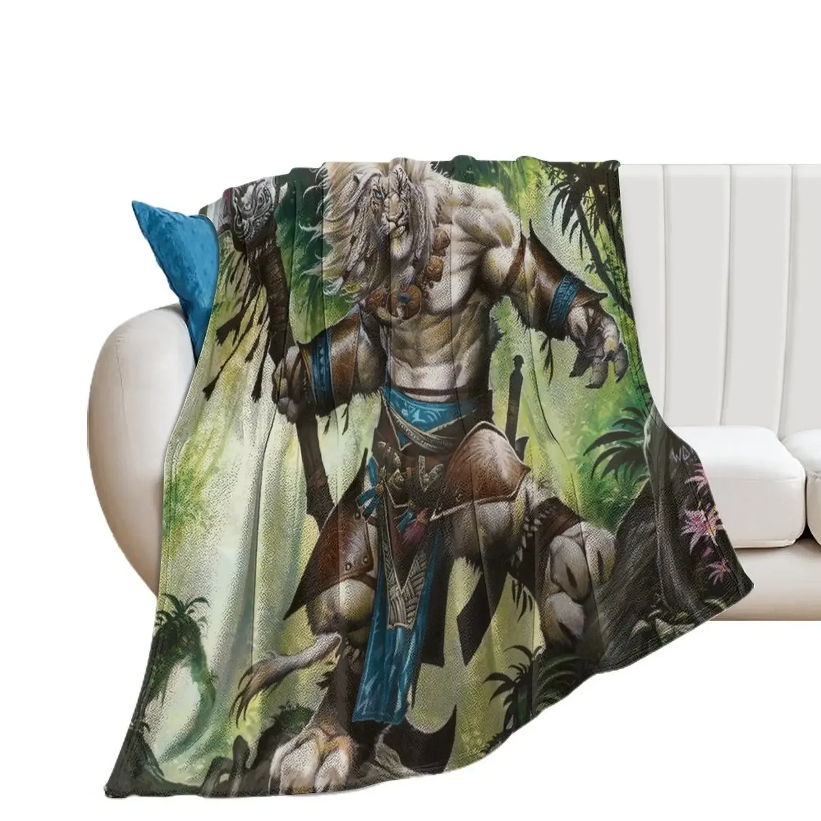 

Cat Man Warrior Throw Blanket Flannel Fabric Sleeping Bag Travel Blankets