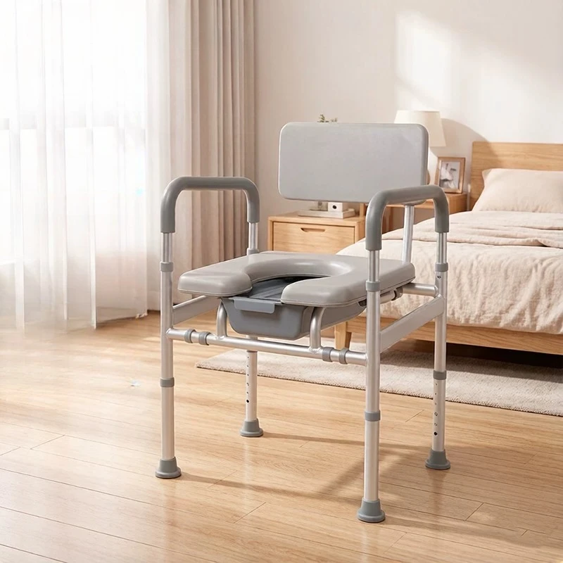 Bedside Toilet for Elderly, Portable Raised Toilet Seat & Mobile Urinal, Adjustable Commode Chair for Bedroom and Home Use