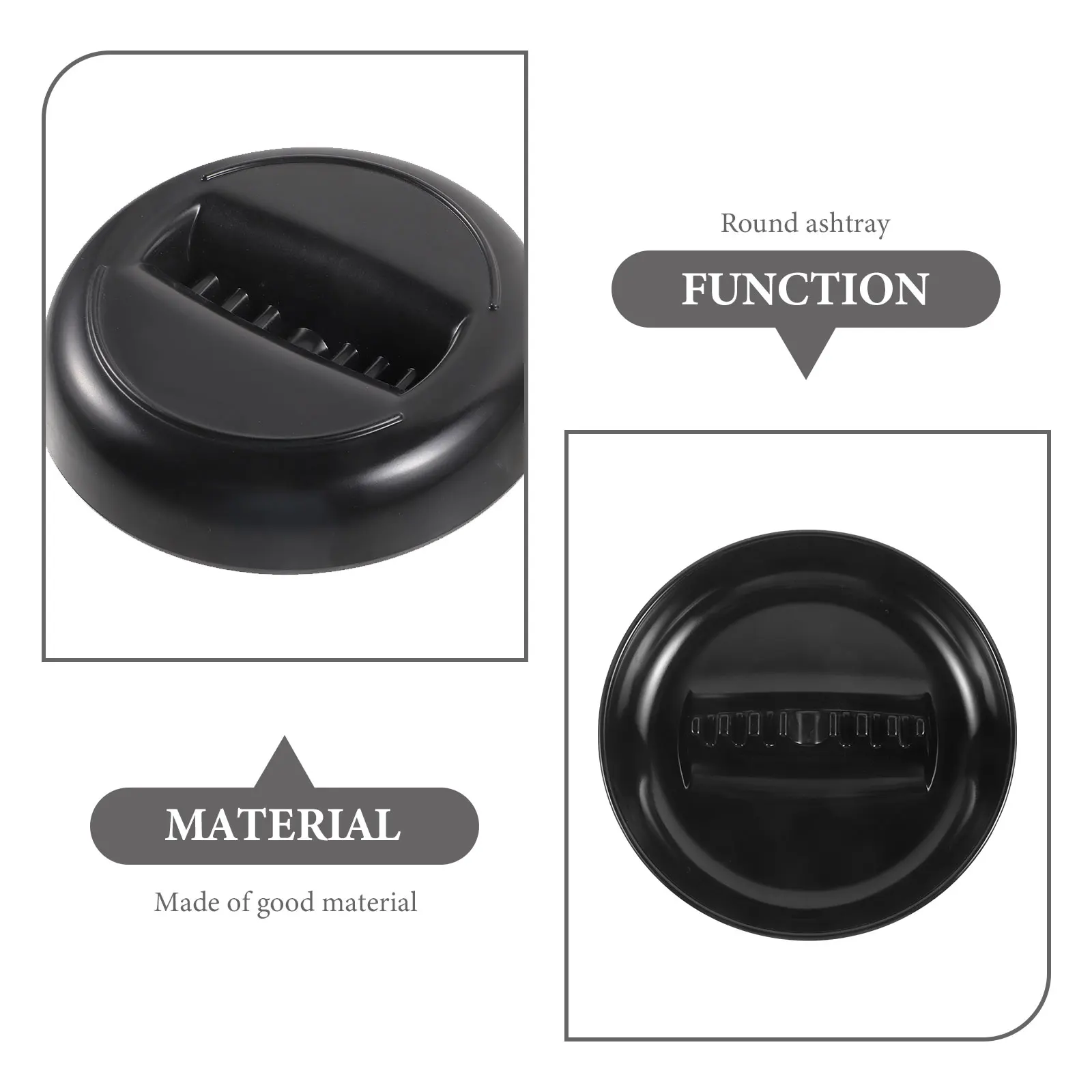 

Black Round Plastic Ashtray 7 Slots Cigarettes Cigars Modern Home Hotel Restaurant Creative Design Indoor Outdoor Use
