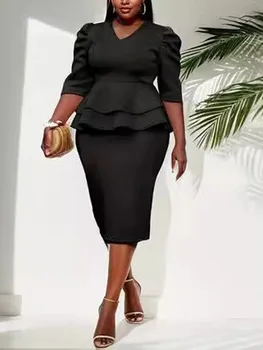 5XL 4XL Plus Size Clothes Dresses Women Office Lady Robes Summer Autumn Loose Street Style Casual 3XL Duży rozmiar Midi Dress