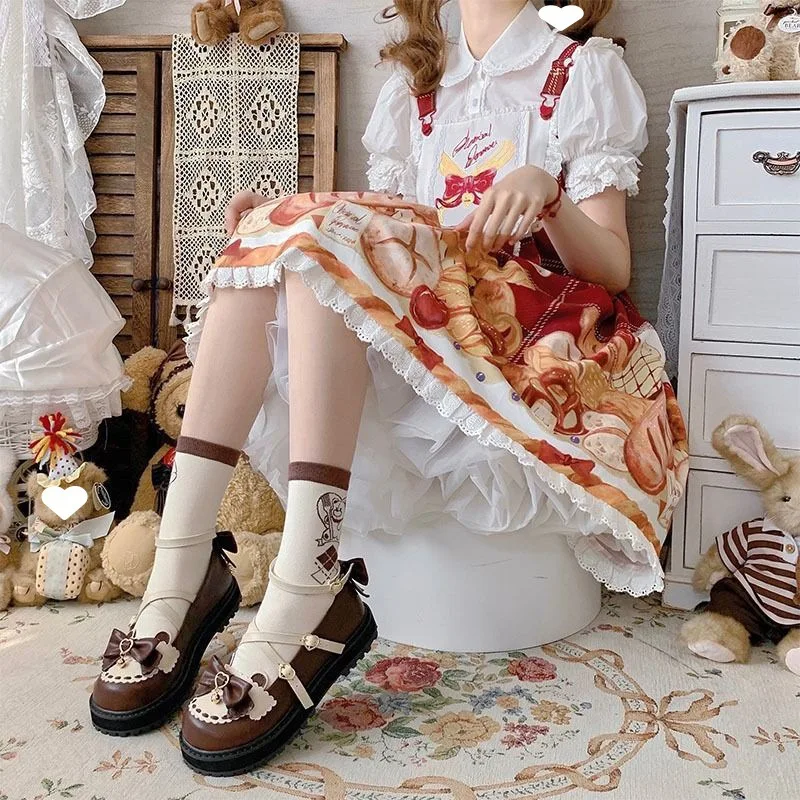 2023 New Autumn Lolita Shoes Bow Cute Soft Girl Wild College Style JK Uniform Round Head Small Leather Shoes Kawaii Shoes