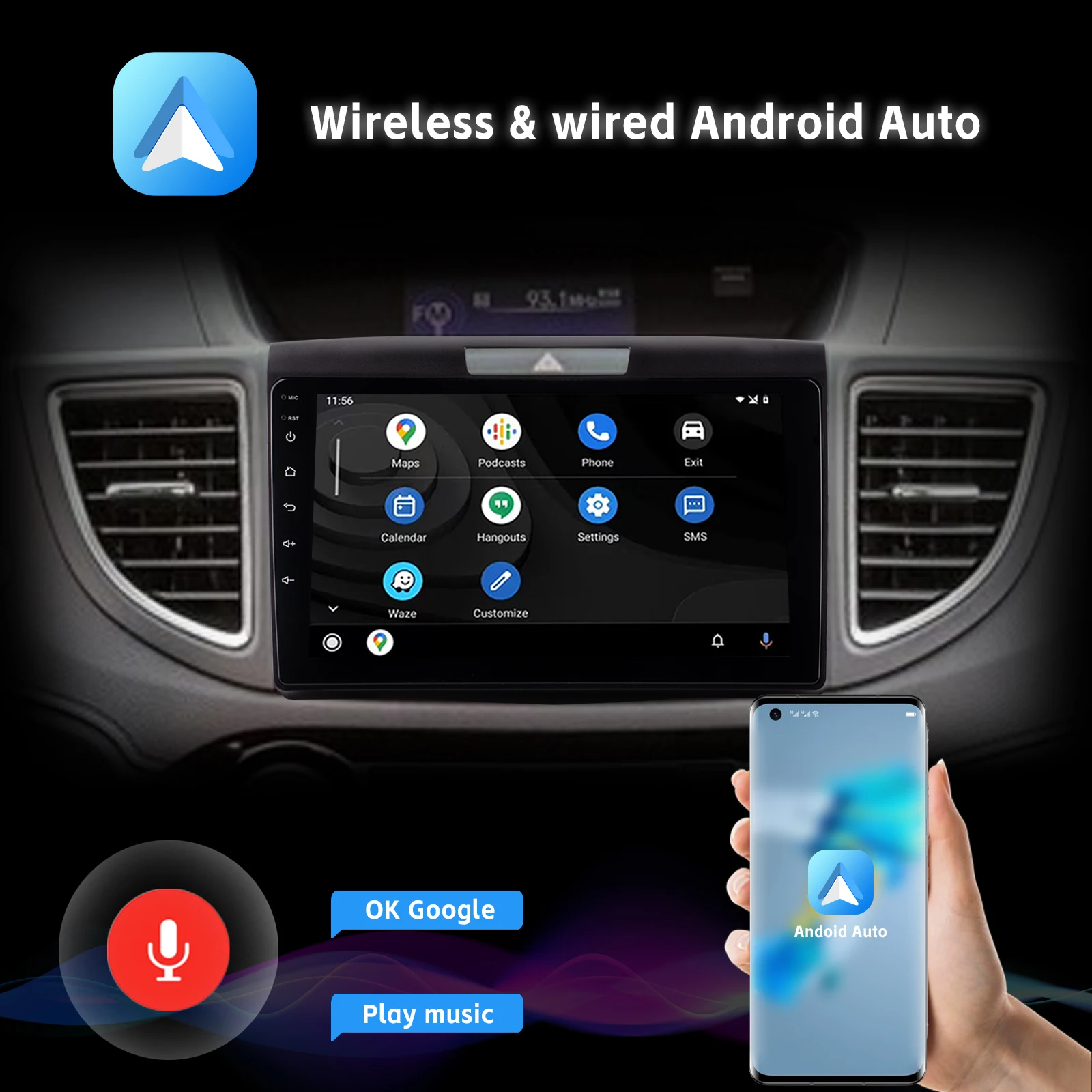 Car Radio Wireless Carplay Android Auto HD 9