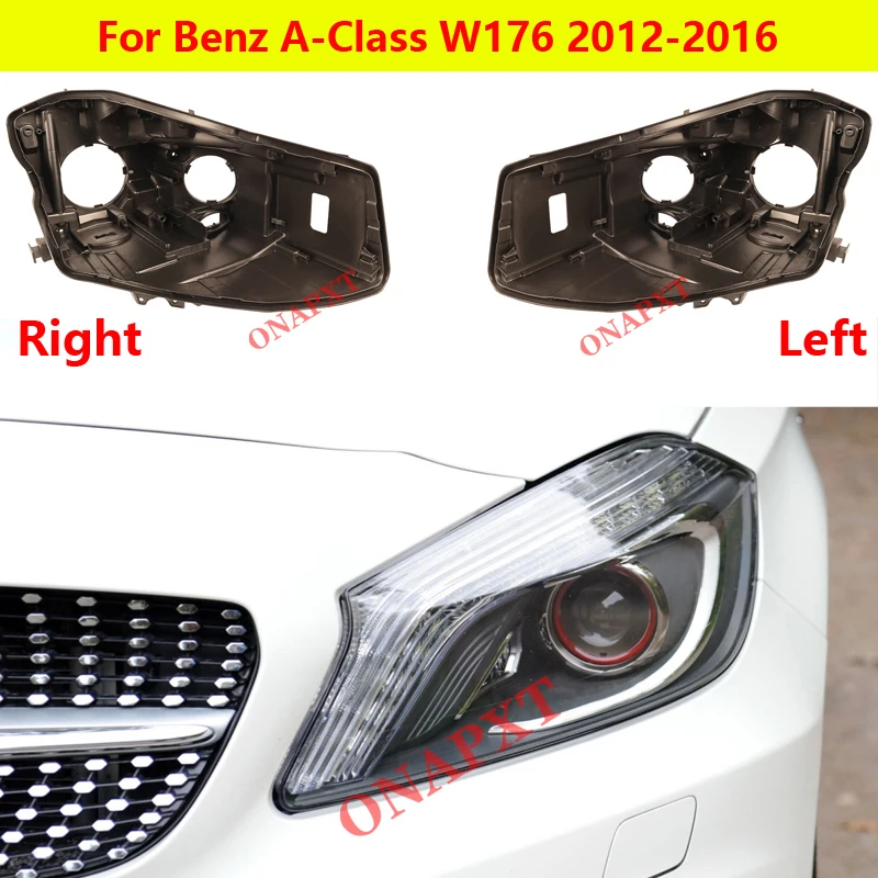 

Front Headlight Cover Black Base Headlamp Back Housing Bottom Protection Shell For Mercedes-Benz A-Class W176 2012-2016