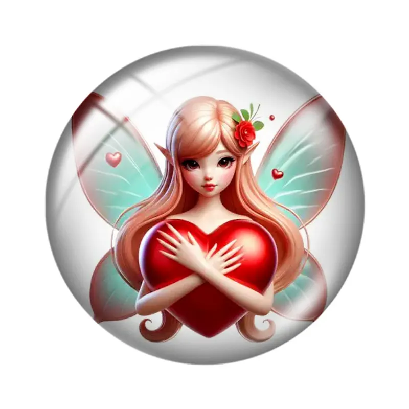 Watercolor Valentine Fairy 12/18/20/25mm glass cabochon  bracelet pendant rings for jewelry demo earrings back Making findings