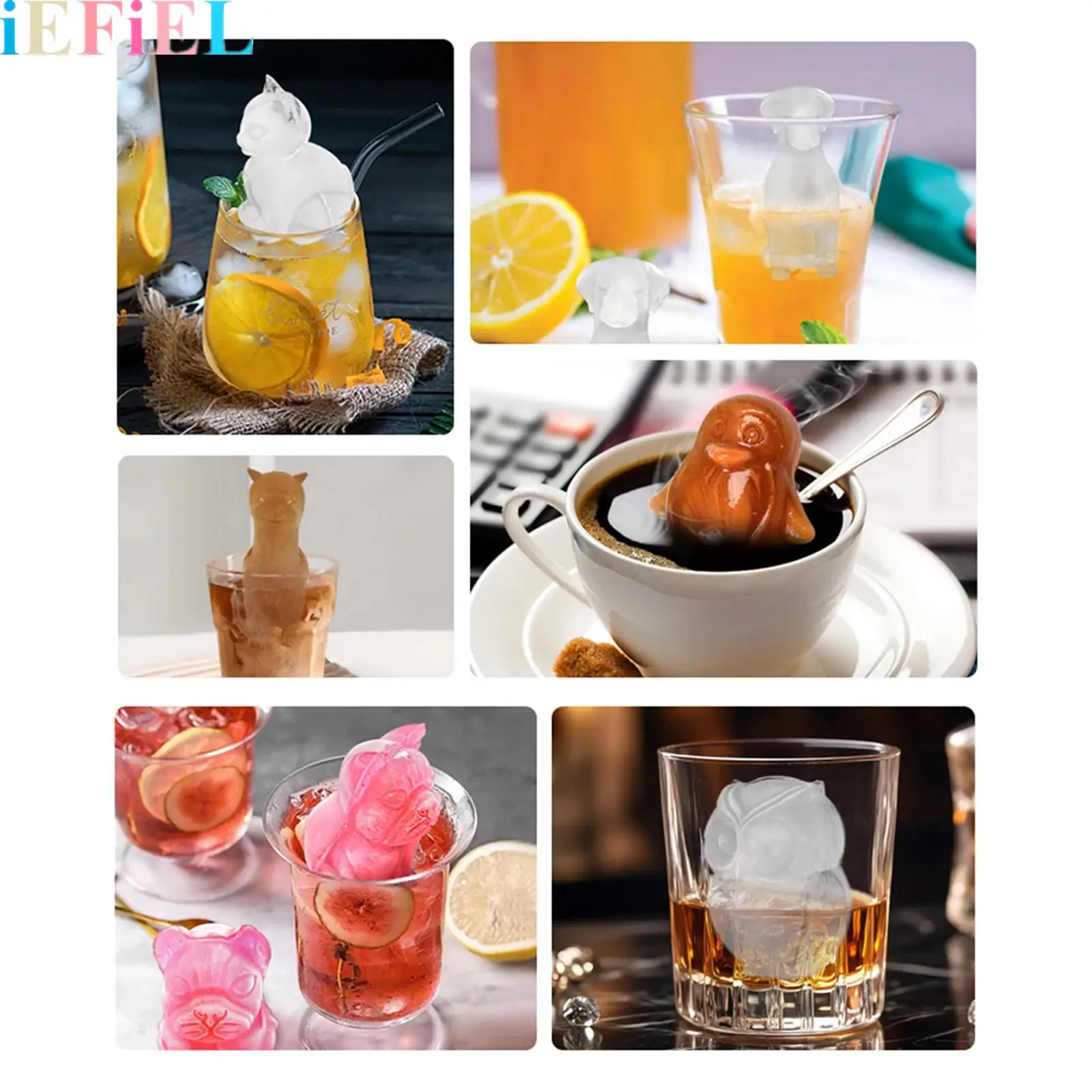 

1Pcs 4-cavity Animal-shaped Silicone Ice Cube Mold with Funnel for Home Restaurant Bar
