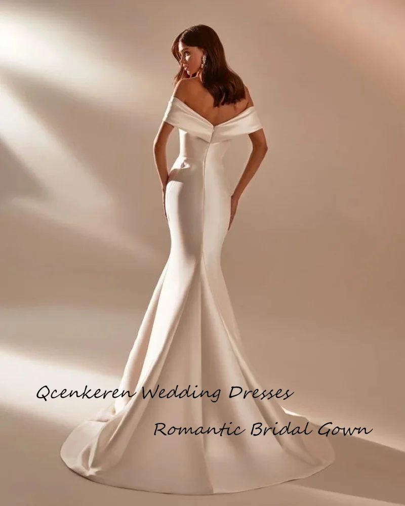 Qcenkeren Simple Vestidos de novia Elegant Bow Off The Shoulder Bridal Gowns Long Ivory Wedding Dresses For Sexy Women 2024