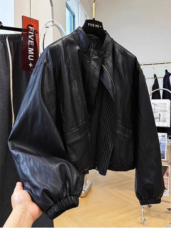 Plus Size 300 Pou American Retro Long Sve Couro Jaet Homens Mulheres Outono Solto Casual Motocicleta Couro Jaet Na moda...