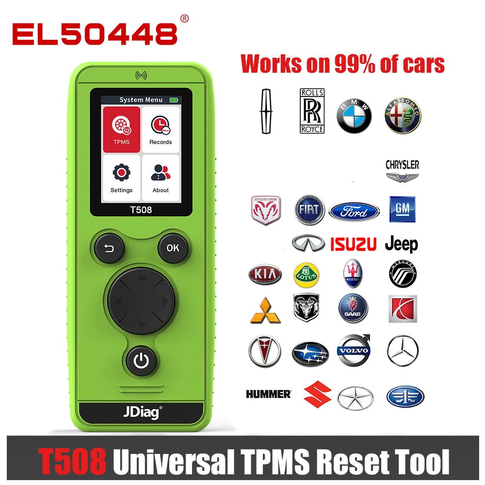 

JDiag T508 Universal TPMS Reset Tool Car Tire Pressure Monitoring System Relearn Tool For Volvo BMW Audi Ford Jeep Mitsubishi