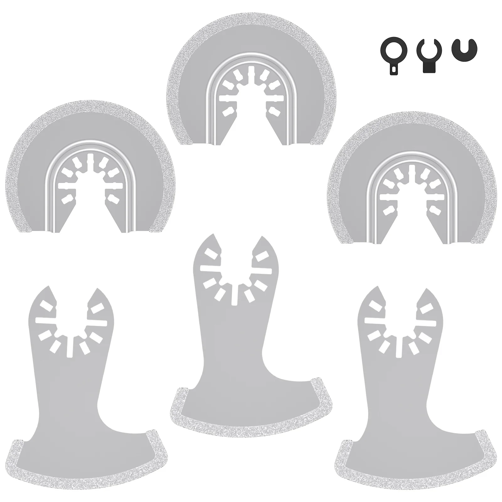 

6Pcs Diamond Oscillating Tool Blade Set Multifunctional Diamond Multitool Blades Kit Precise Segment Swing Semi Circle Saw Blade