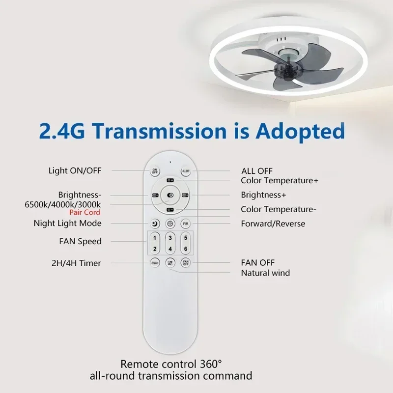 ضوء مروحة سقف LED حديث مع إضاءة بسيطة الطراز، غرفة المعيشة، غرفة النوم، صامت، منزل مع ضوء مروحة سقف مدمج