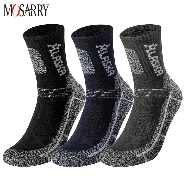 3 Pairs/Set Winter Professional Men's Sports Sock Outdoor Keep Warm Cycling Running Hiking Skiing Thermal Spring Men Crew Socks