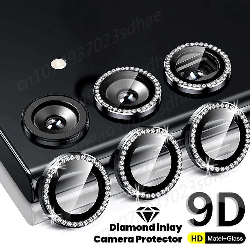 Bling 3D Diamond Metal Camera Ring Protector for Samsung Galaxy A55 A35 A54 A34 A24 5G Alloy Lens HD Tempered Glass Protect Cap