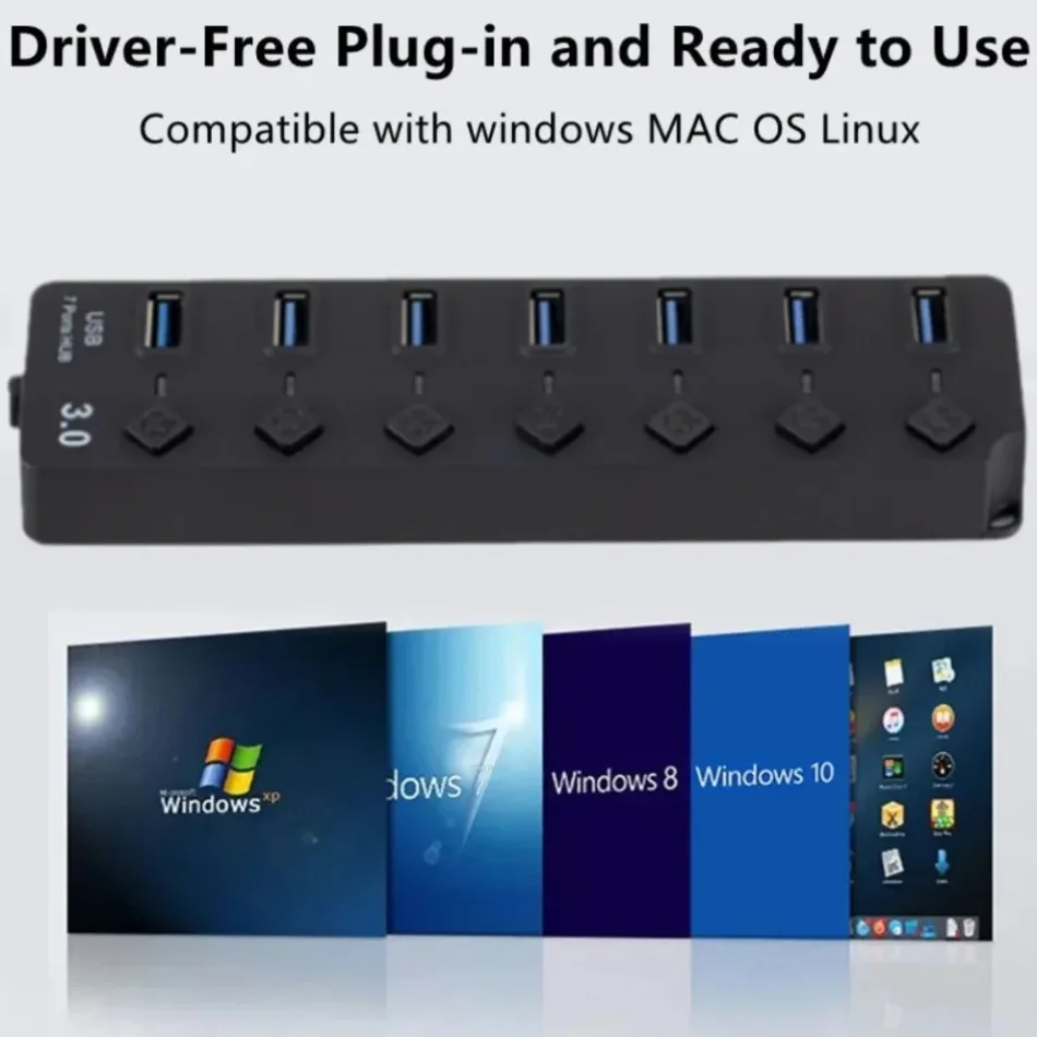 4/7 Port wielu ekspander Hub USB 3.0 Hub z przełącznikiem zasilacz USB3.0 Hub Hub 3.0 2.0 rozdzielacz Multi USB do laptopa PC