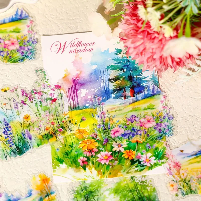 

20Pcs pack PET Sticker Paper Travel Scenery Series Light Retro Handbook Collage Daily Stationery Background Scrapbook 120*98mm