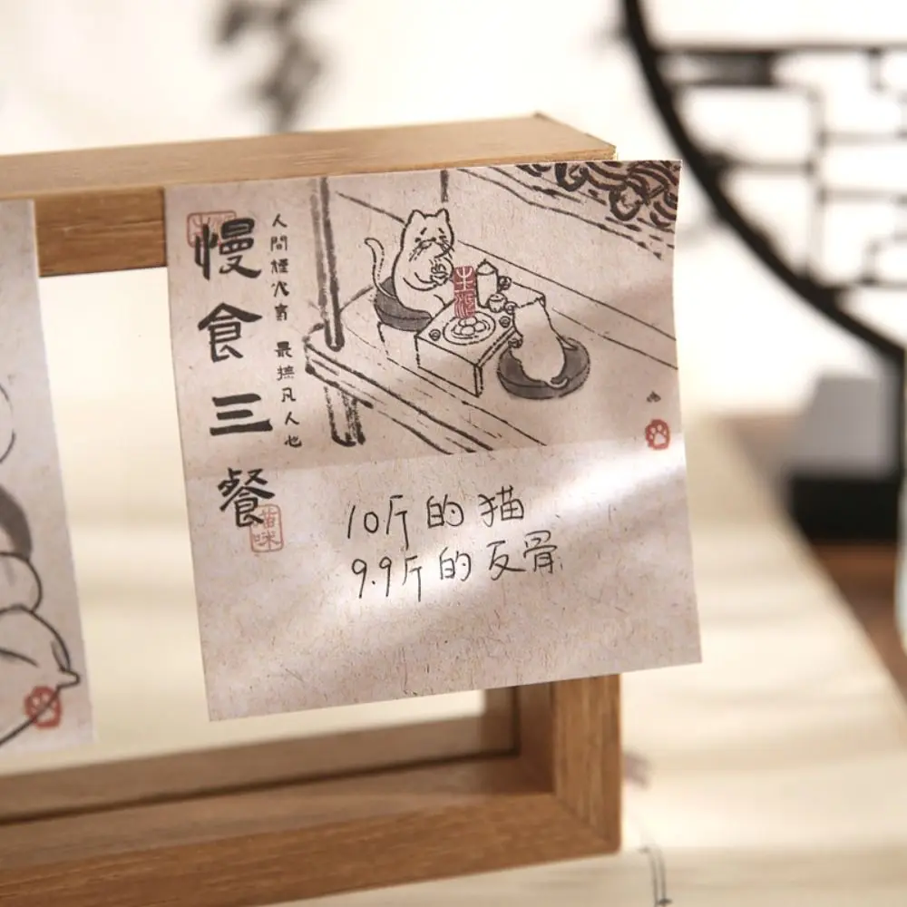 Fun Hand-Drawn Kitten Memo, Office Note, papelaria estudante, Message Notes