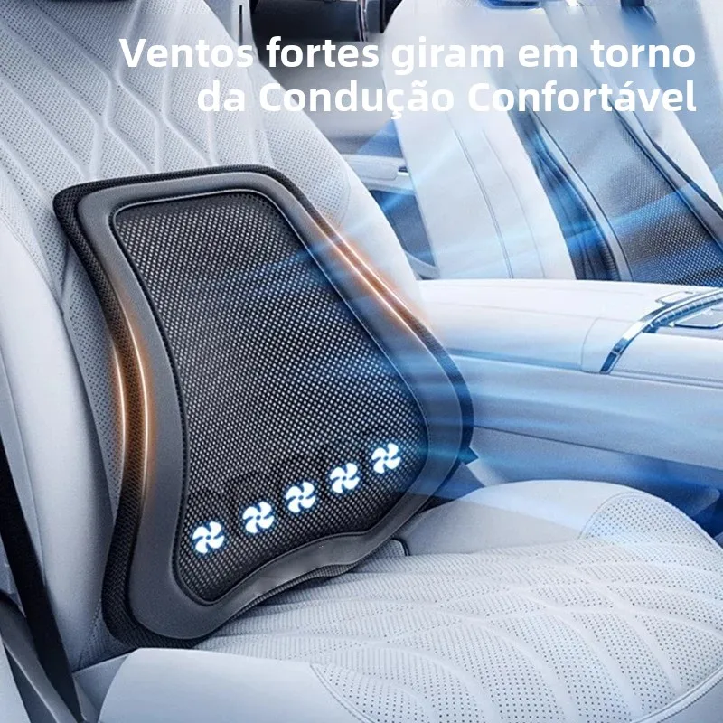 Suporte Lombar Automotivo Ventilado com Ventilador para Proteção da Cintura em Condução Sedentária - Almofada Lombar para Banco do Motorista