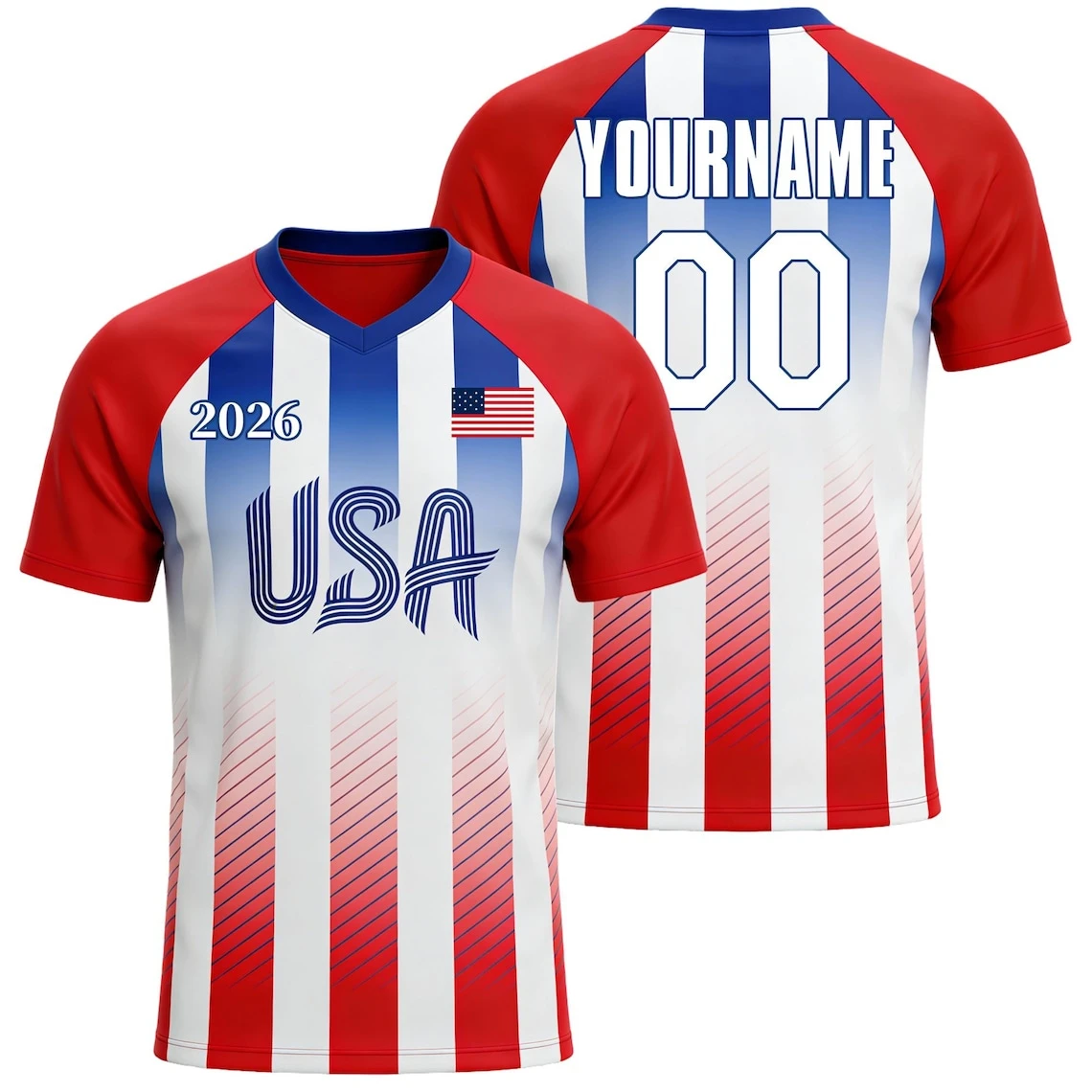 

Custom Name Number USA 2026 Soccer Jersey Men Women Quick Dry Polyester Football T Shirt American Flag Tee For Training Sport