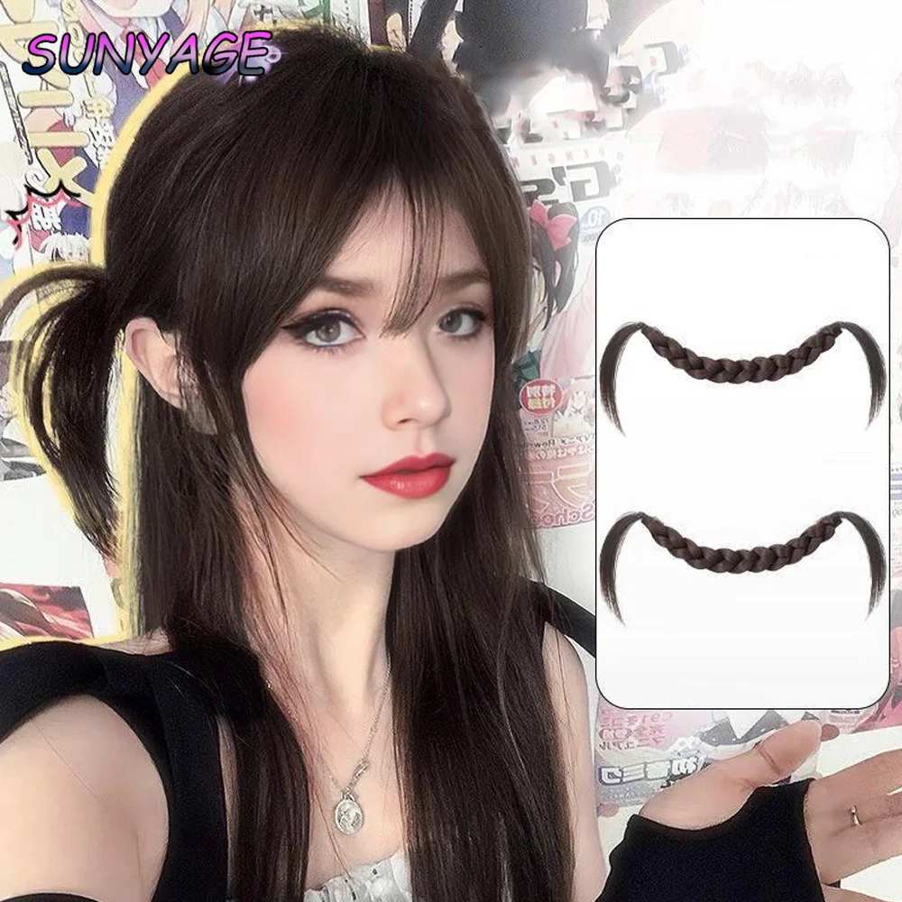 

SUNYAGE Wig Braided Female Cute Dumb Hair Hanging Ear Rabbit Braided Hair Wig Headpiece Fluffy One Piece Comb Synthetic Wig