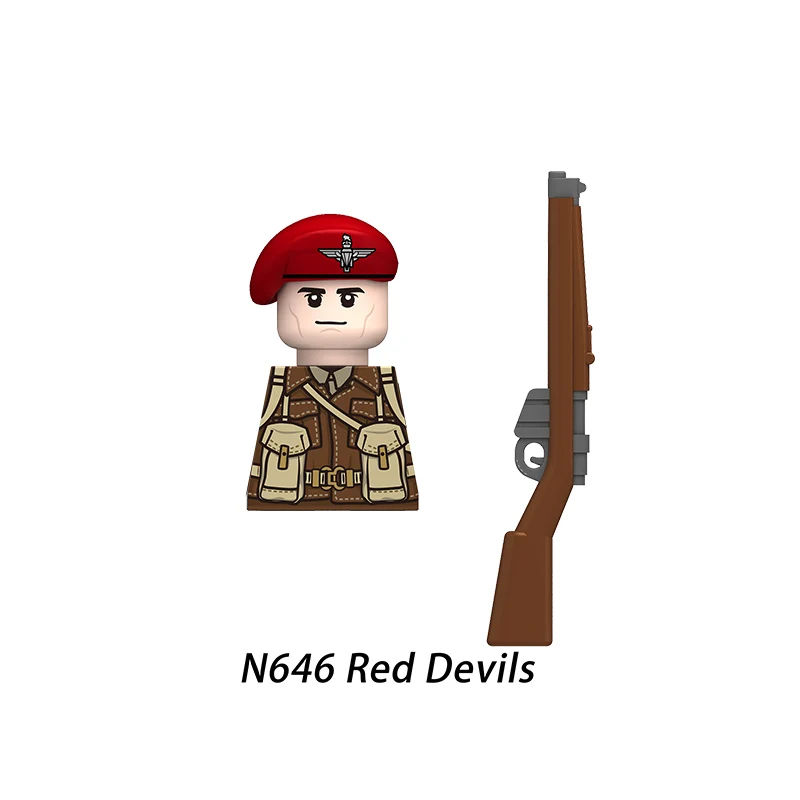 الشؤون العسكرية WW2 بريطانيا المشاة اللبنات نموذج الطوب عمل صغير دمى أشكال لعبة هدية للأطفال