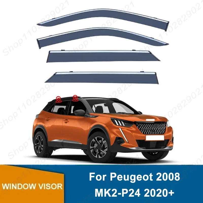 4pcs-window-visor-for-peugeot-2008-mk2-p24-2020-weathershield-sun-rain-deflector-guard-car-window-deflector-2021-2022-2023-2024