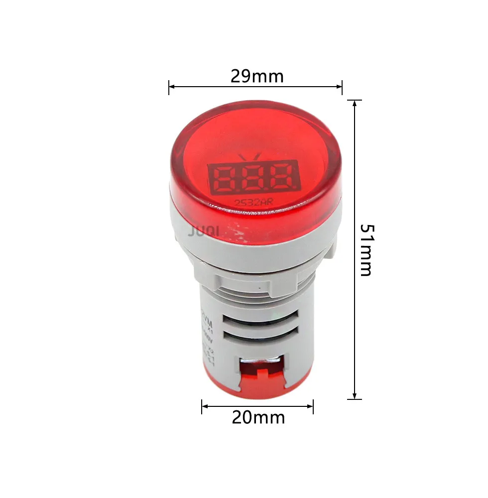 1PCS 22mm DIY Mini  Digital Voltmeter Round AC20-500V/DC5-60V Voltage Tester Meter Monitor Power LED Indicator Pilot Lamp Light