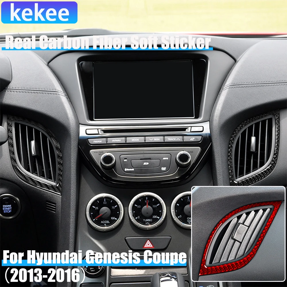 

Настоящее углеродное волокно, автомобильные аксессуары, центральная консоль, накладка на вентиляционное отверстие, мягкая наклейка для Hyundai Genesis Coupe 2013 2014 2015 2016