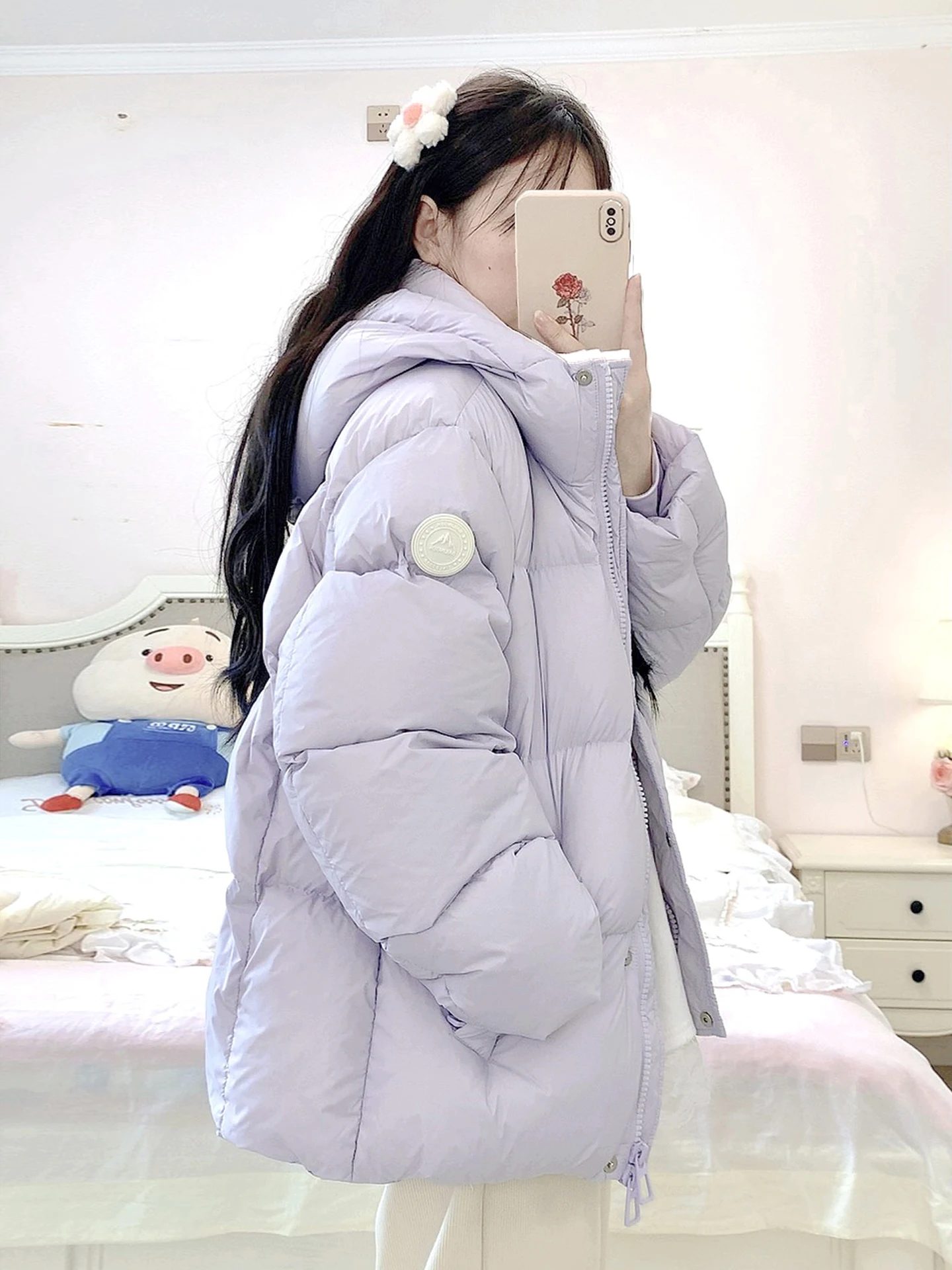 الكورية نمط الأرجواني خفيفة الوزن أسفل سترة الشتاء المرأة مقنعين سترة قطن دافئة عصرية متعددة الاستخدامات سترة سميكة 2025 جديد #3