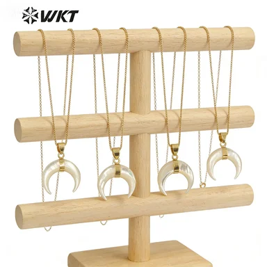 WT-JN147 Newest hot sales small size Mother of pearl Crescent horn necklace women pearl horn half moon necklace