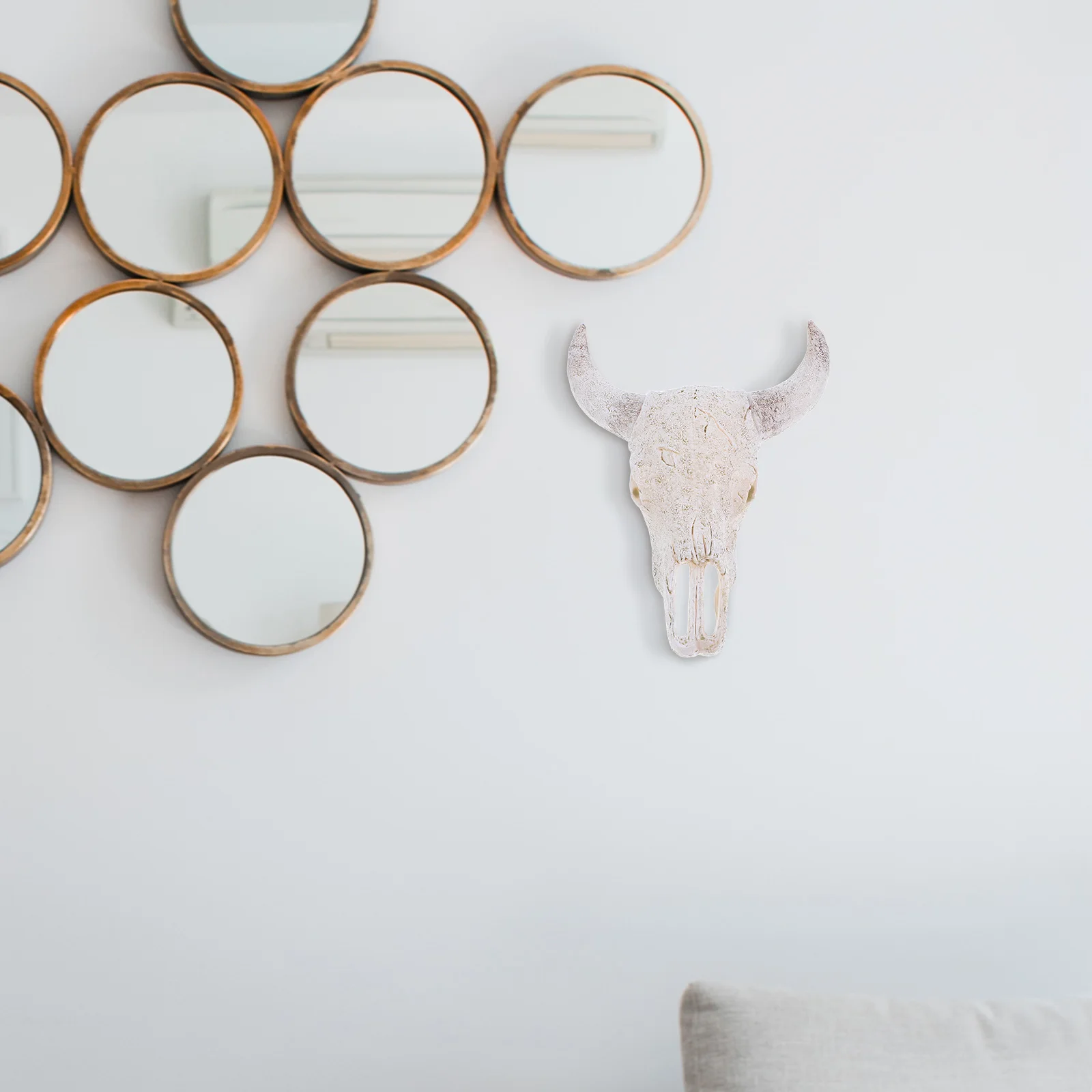 

Large White Horned Cow Skull Wall Hanging Decor Resin Animal Head Sculpture For Living Room Bedroom Western Farmhouse Home Art