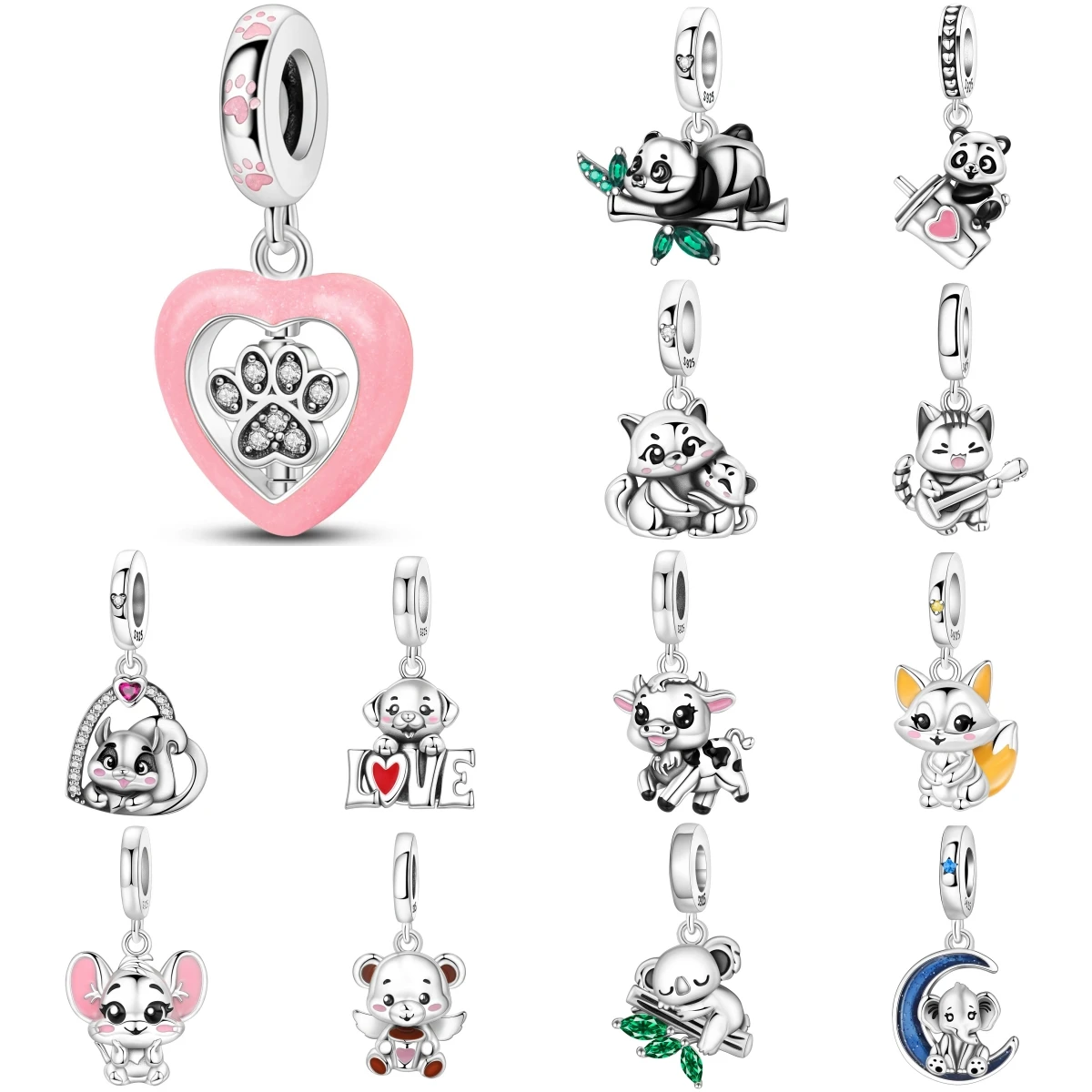 

Orstarry 925 Sterling Silver Shiny Pink Animal Claw Original Pendants Bracelet Charms Jewelry Party Beads DIY Trendy Gifts
