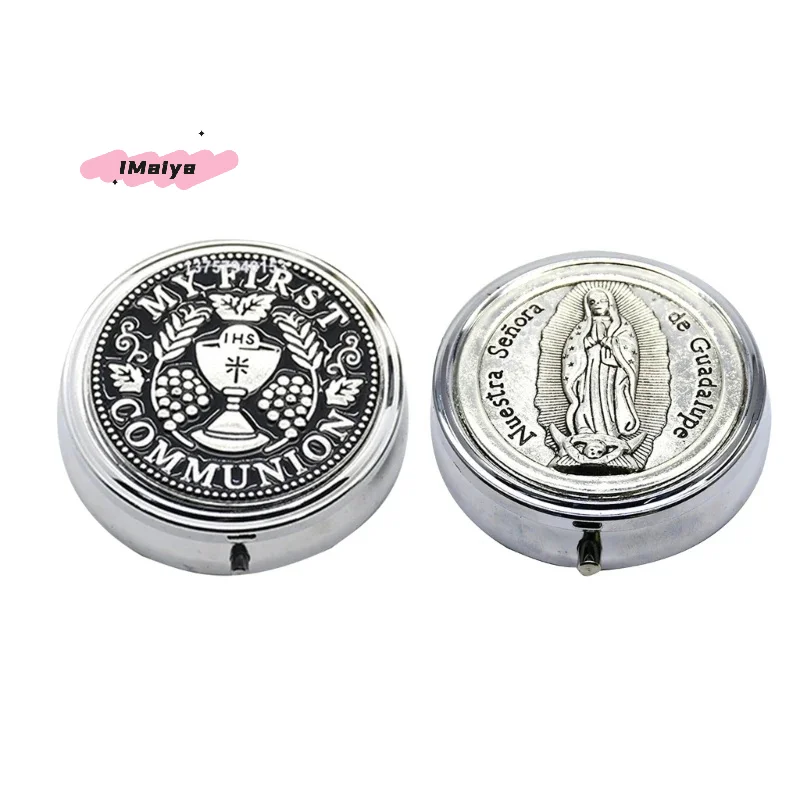 Caja de Joyería Metálica M-Retro con Diseño del Santo Grial, Organizador de Rosarios y Collares Vintage, Regalo Religioso para Comuniones, Iglesia, Caja de Almacenamiento para Pendientes