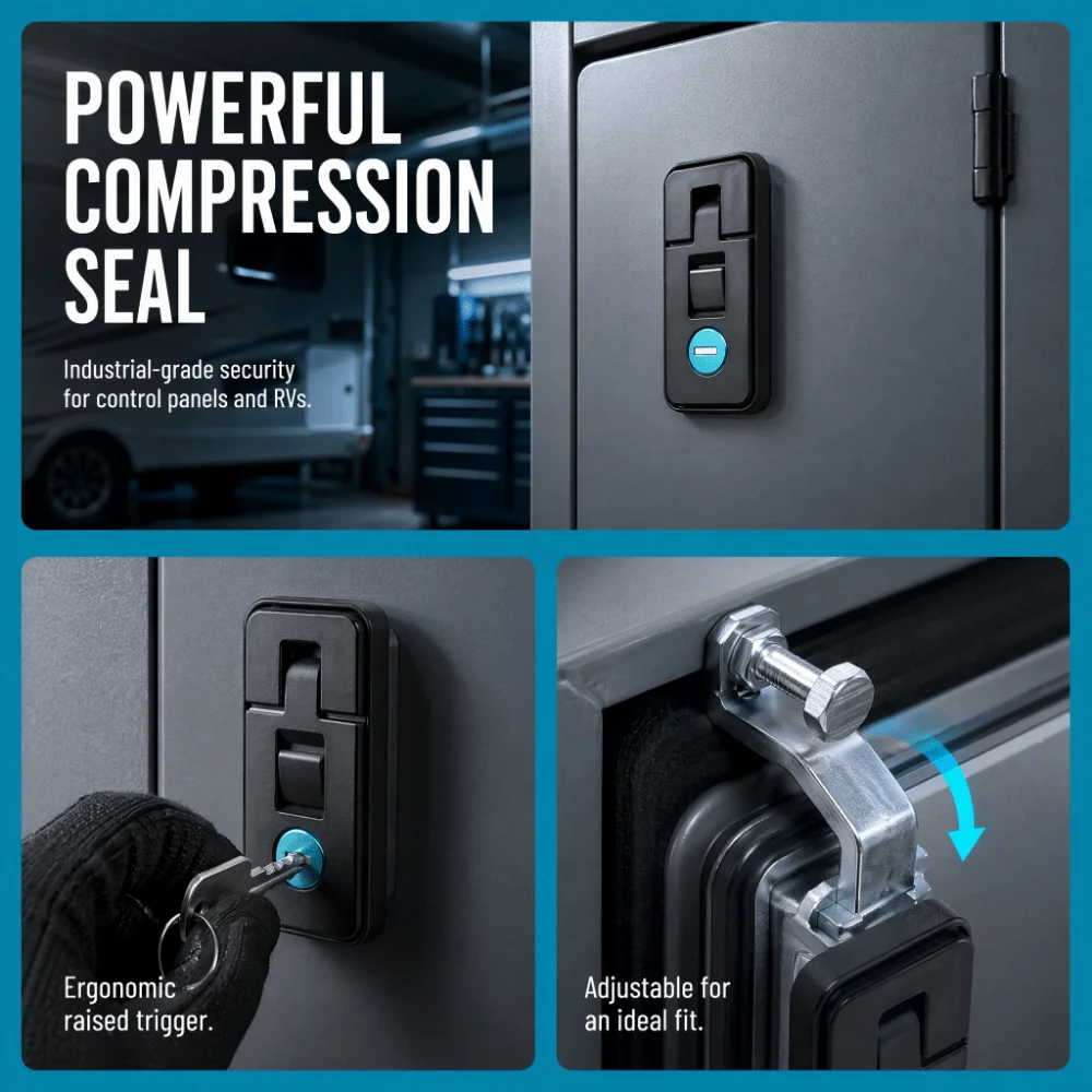 Zinc Alloy RV Hatch Locks Rustproof Push Button Access Door Knob Latch Lock Adjustable Lever Push Button Latches Camper