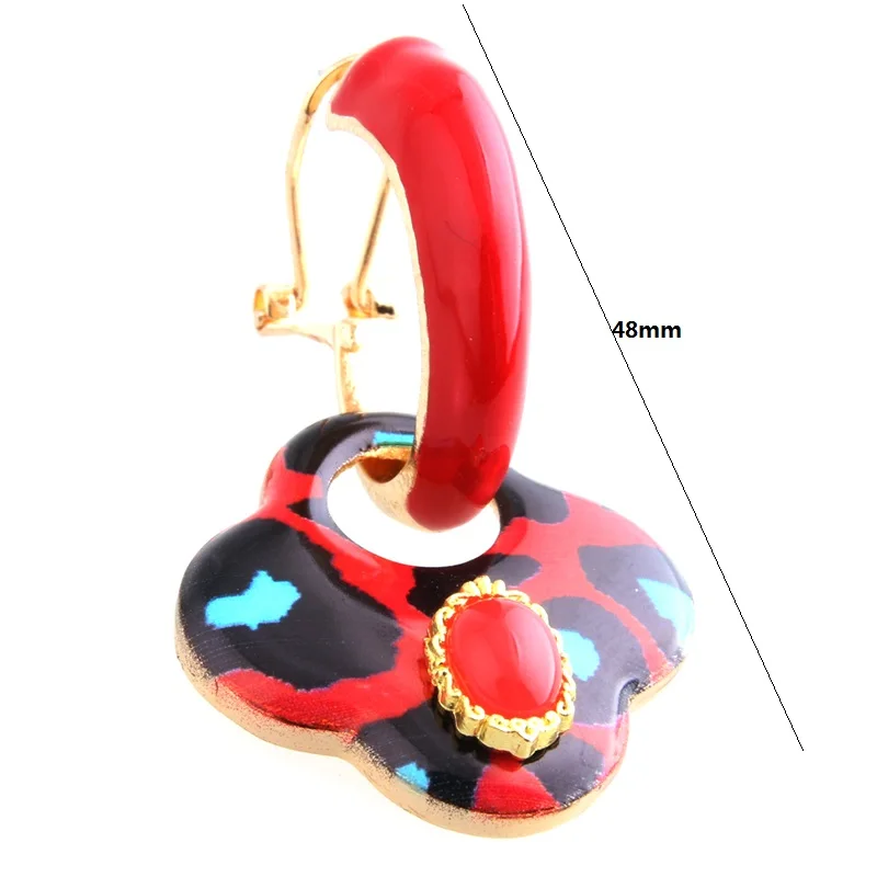 Drop Tiger red Earrings Clover Big Earring Zinc Alloy Drip oil Large Brinco Printing Oorbellen Easter Gift Factory Wholesale