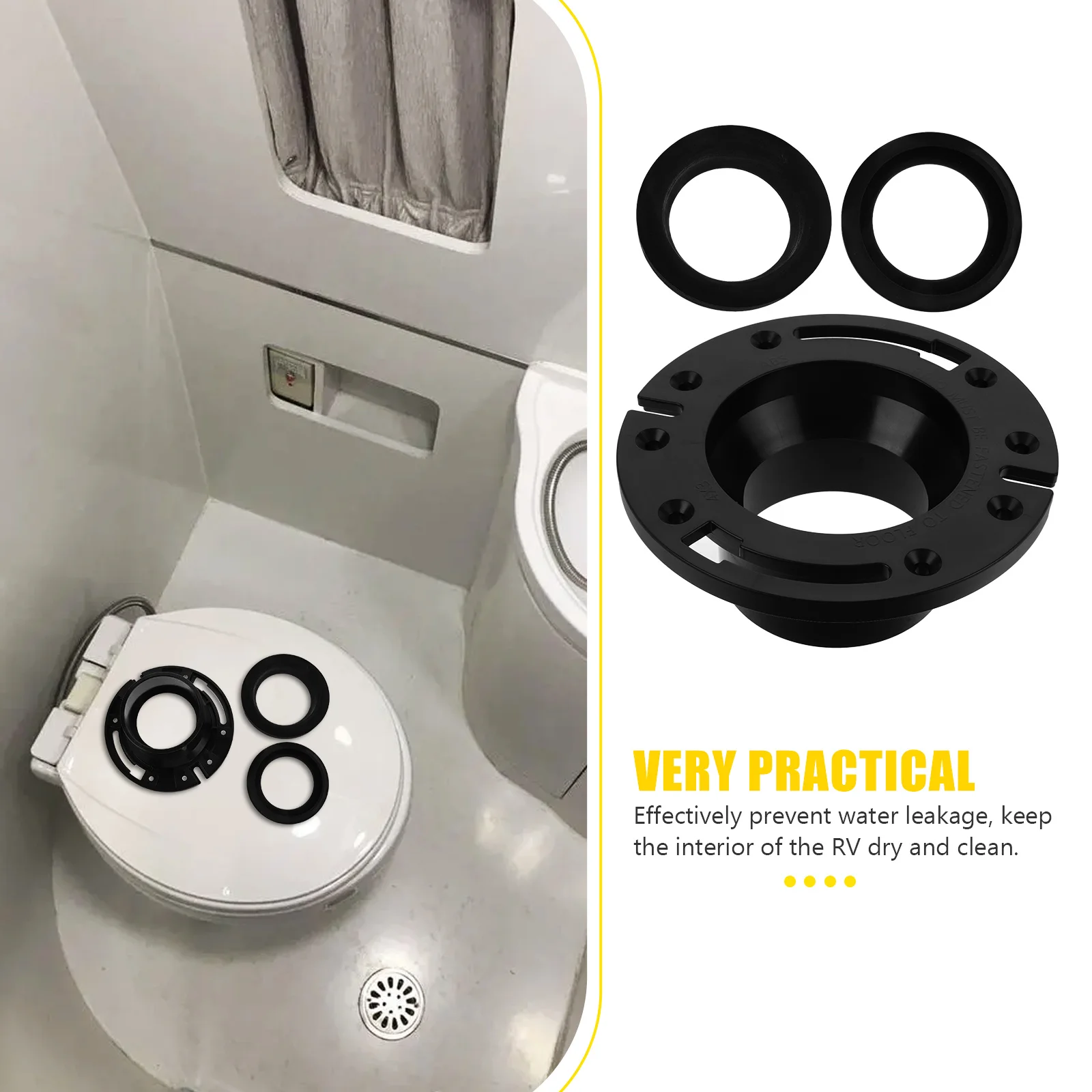 

1 Set Rv Toilet Seal Ring Replacement Kit Leakproof Design For Long-Lasting Bathroom Toilet Bowl Gasket Flange Set Accessory
