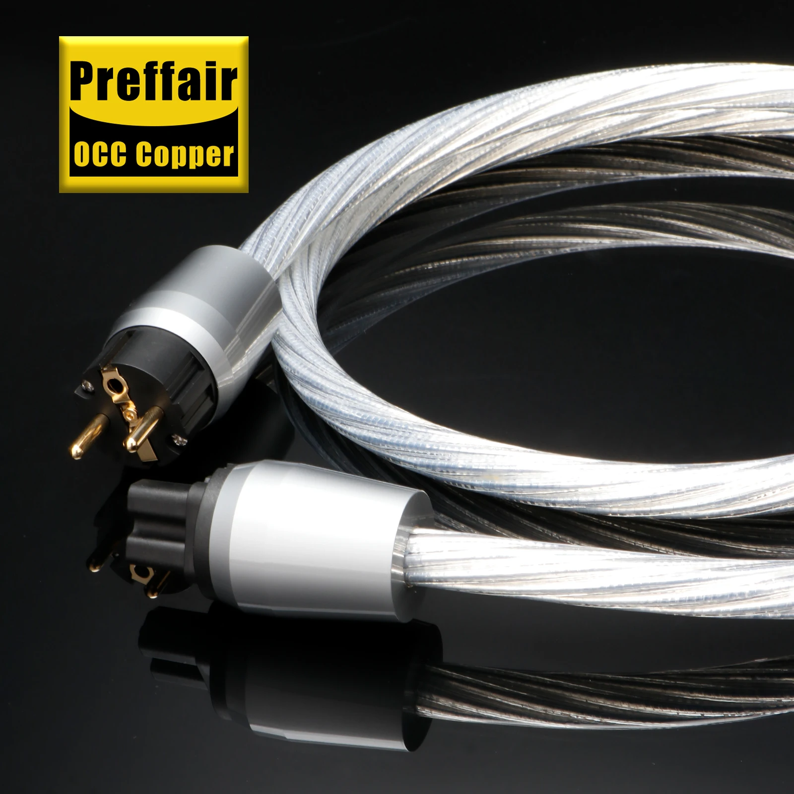 Preffair HIFI Audio Power Cable 8N OCC Silver Plated EU/US/AU Power Cord 14 AWG Decoder Power Amplifier Power Cable