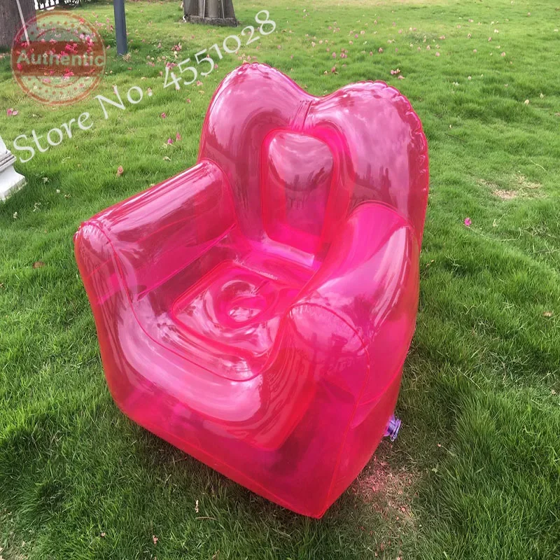 Transparent Single Air Sofa Inflatable Lounger Fashionable for Photo Taking Portable for Outdoor  Camping Swimming Pool Use