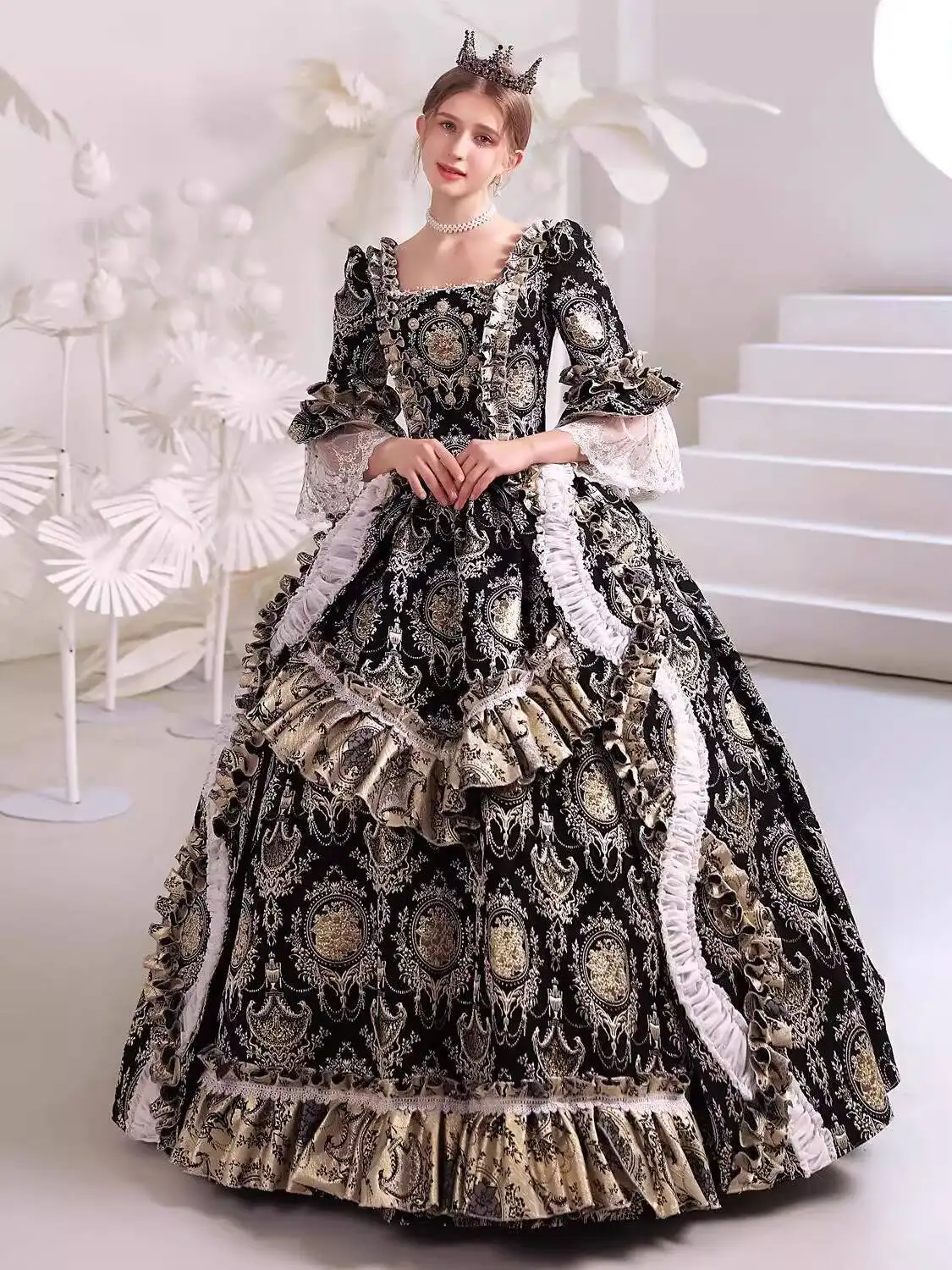 

New Christmas Fiesta Carnival Halloween Cos Cosplay Dark Temperament Queen Women Europe Court Drama Retro Annual Meeting Costume